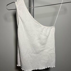 Altar'd State White One-Shoulder Crop Top